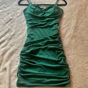 Emerald green mini dress !!
